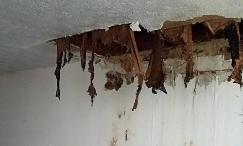 Dégâts d'eau dans le plafond suite à une fuite