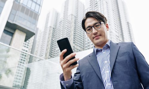 Man checking notifications Man checking notifications